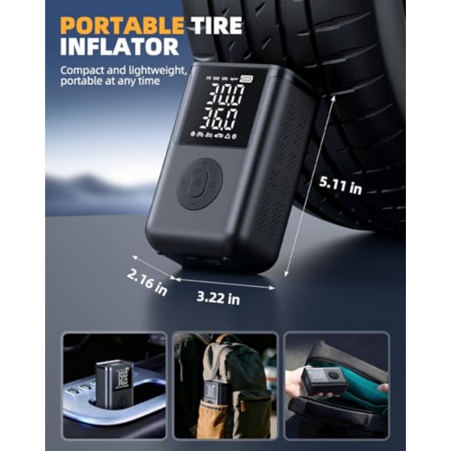 Tire Inflator Portable Air Com - Tyre Pressure Gauge บทวิจารณ์และราคา