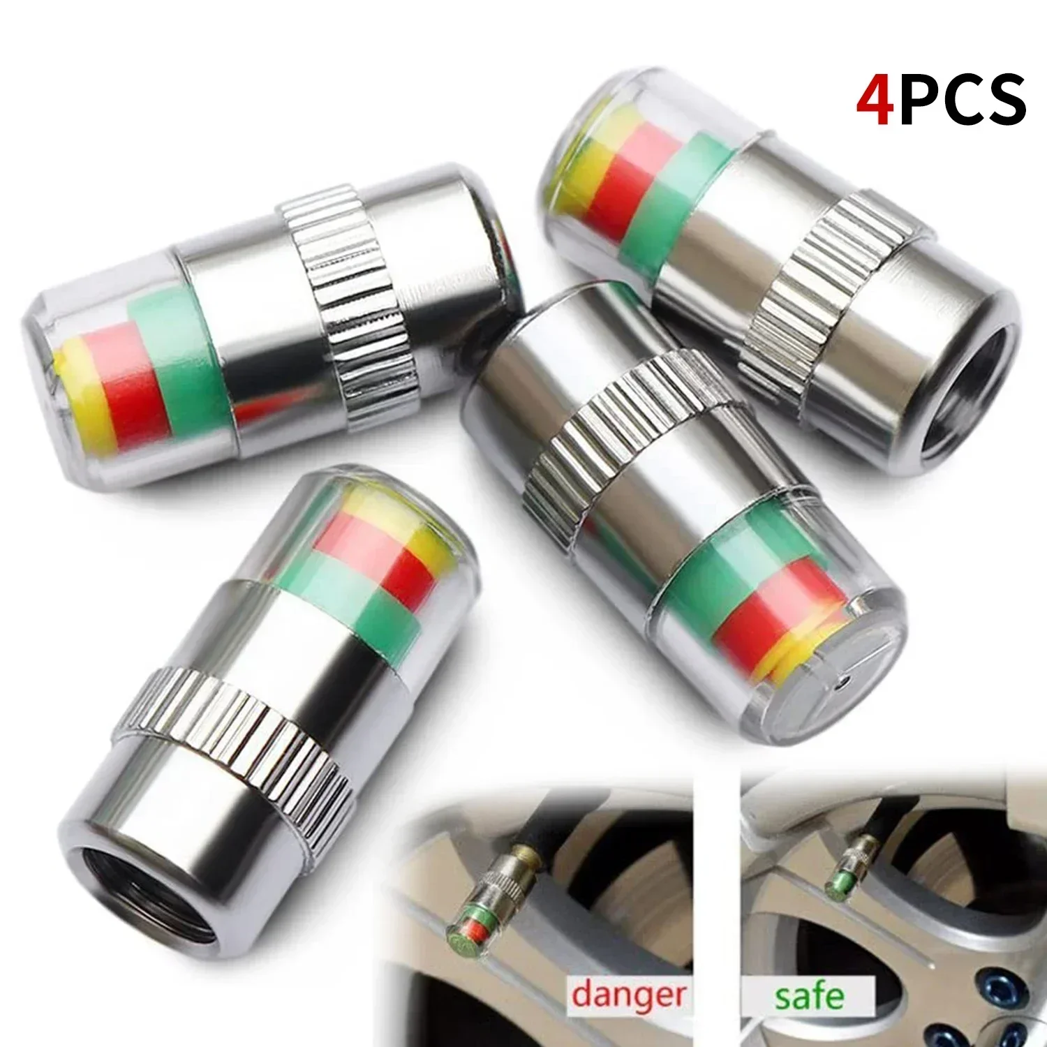 4/8PCS Car Tire Valve Caps wit - Tyre Pressure Gauge บทวิจารณ์และราคา