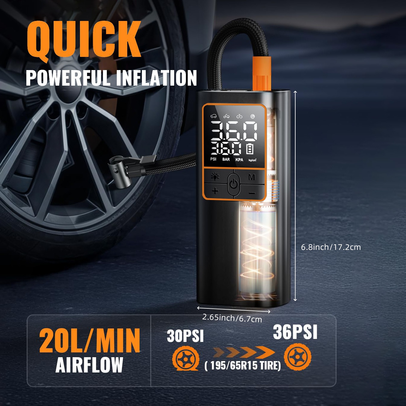 Tire Inflator Portable Air Com - Tyre Pressure Gauge บทวิจารณ์และราคา