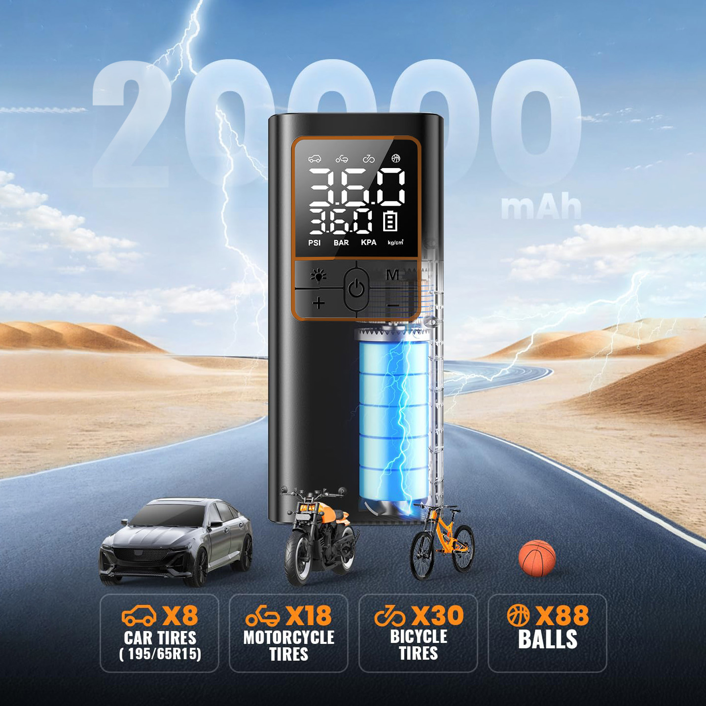 Tire Inflator Portable Air Com - Tyre Pressure Gauge บทวิจารณ์และราคา